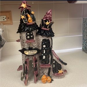 Blue Sky Clayworks Halloween Vampire Batulas Castle Tealight Candle Holder